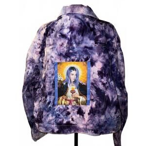 Alison Wonderland Tie-Dye Denim Jacket with Graphic Design XXL